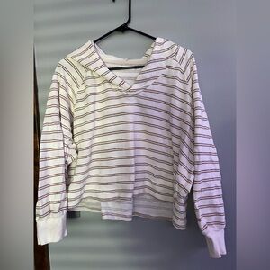 O'Neill White Hoodie with Brown Stripes